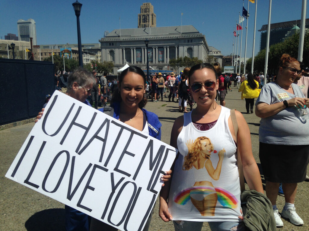 “U HATE ME I LOVE YOU/S.F. Stands Up to Hate.”